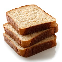 Stacked slices of golden brown toast on a white background