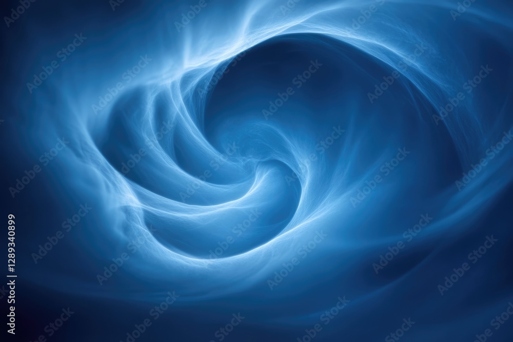 Poster abstract blue swirl, ethereal and flowing, creating a mesmerizing vortex of light and shadow.