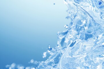 水の流れが美しい静かな青の背景とともに表現された自然の一部