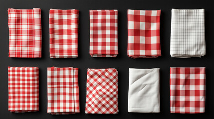 Rustic Picnic-Style Gingham Napkins on white background for Food and Kitchen Concepts