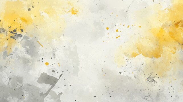 Abstract watercolor background painting with a yellow and grey color palette