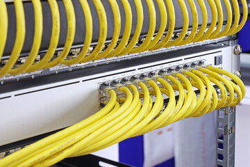 Connect the yellow twisted pair wires with the Rj45 connector to the Ethernet data switch. 