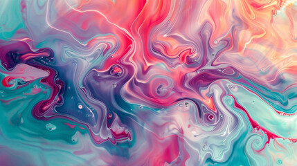 Fototapeta premium A vibrant abstract gradient showcasing flowing ribbons in bright hues of teal, coral, and golden yellow.