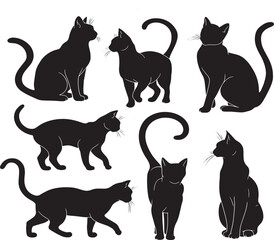 set of cats silhouettes