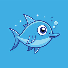 Obraz premium Blue Fish Cartoon Art Illustration Vector Design