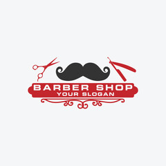 barber hair salon shop logo design vector