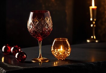 elegant wine glass showcasing rich colors textured slate background captivates eye vibrant hues sophisticated design, beverage, shine, glossy, reflective