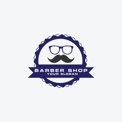 barber hair salon shop logo design vector