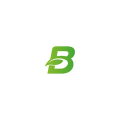 Letter B leaf icon logo flat vector design