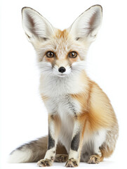 Obraz premium Close up of a fennec fox isolated on a white background , animal.
