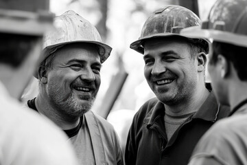 Male workers converse after a challenging day in the workplace