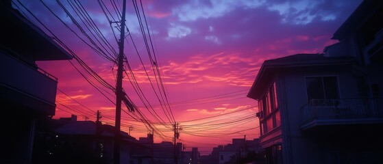 A vibrant twilight sky over a silhouetted town evokes a sense of wonder and the beauty of transition between day and night.