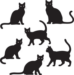 set of cats silhouettes