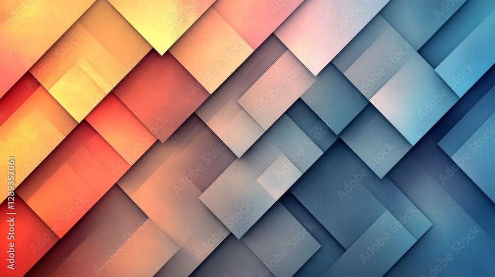 Poster geometric squares and colors form an abstract and interesting pattern