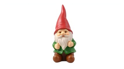 Garden Gnome Figurine With Red Hat And Green Outfit. Perfect For Adding A Whimsical Touch To Your Garden Or Yard. Perfect Any Project.