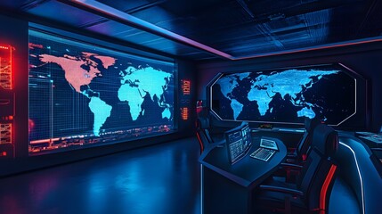 Fototapeta premium AI Powered Global Health Security Command Center Interface