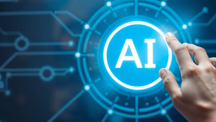 Obraz premium Advanced AI Interface with Futuristic Holographic Touch