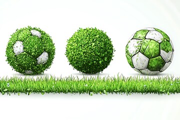 Fototapeta premium Eco-Friendly Soccer Balls on Grass