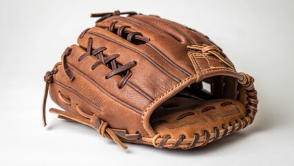 Vintage Baseball Glove on White Background