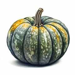 Detailed Close-up of a Single Pumpkin Against White
