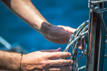Securing the Sail: Tying Ship Rope and Knot on a Sail