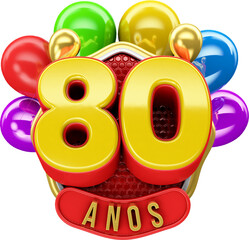 selo 3d feliz aniversário anos colorido.