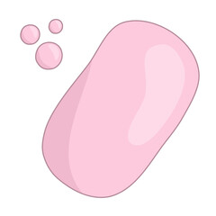 Piece of solid hand cleaning soap bar with bubbles, doodle style vector