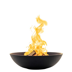 A Dancing Yellow Orange Flame from a Fire Pit in a Fire Bowl Isolated on Transparent Background