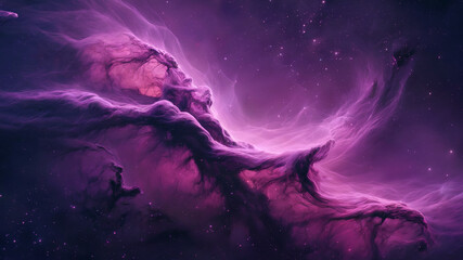 Purple fantasy landscape with clouds