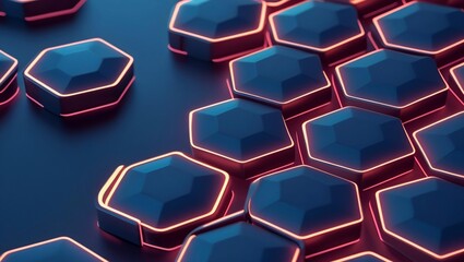 Futuristic Hexagonal Technology Interface with Neon Glow