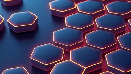 Futuristic Hexagonal Technology Interface with Neon Glow