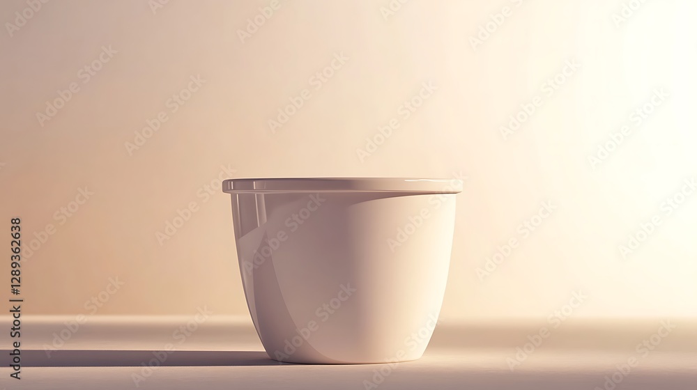 Poster minimalist white container on surface with soft lighting and neutral background