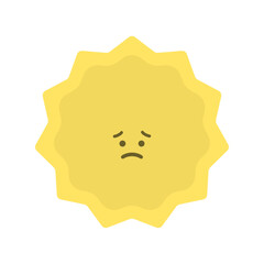 困った顔の黄色いギザギザした形の花粉や菌、不安や心配、悩みやストレスなど感情のイメージ素材