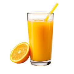 Fresh Orange Juice Glass Isolated on transparent background
