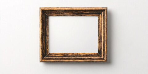 Simple Wooden Frame with Blank Canvas on White Surface