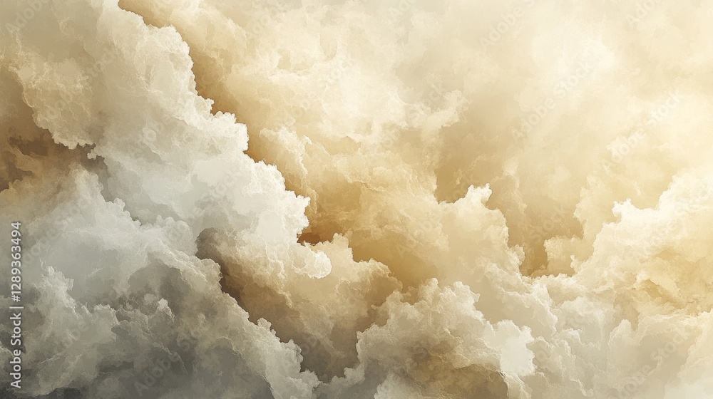Poster abstract image showing fluffy clouds in varying shades of color
