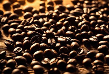 Obraz premium silhouette rich coffee beans captured golden sunrise background emphasizing natural beauty morning serenity, sunlight, glow, nature, landscape, shadows, brew