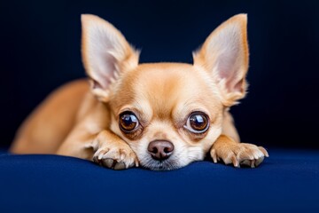 Obraz premium Chihuahua dog on colorful background, showing cute and playful expressions.