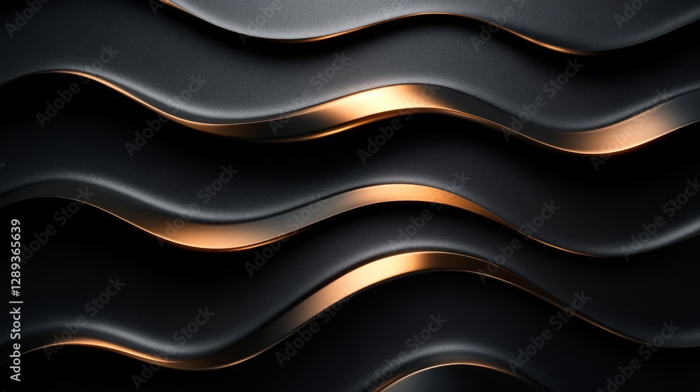 Poster a dark abstract pattern with flowing lines and a golden highlight