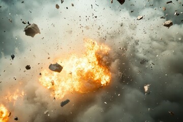 Fototapeta premium 爆発による火花と煙が立ち上る様子