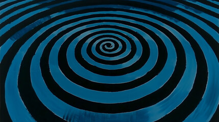 Naklejka premium Hypnotic spiral design, blue and black, abstract background, website graphic