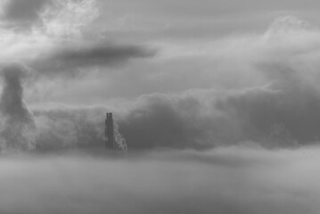 black and white photo of smoke on factory chimney (vers. 3)