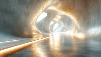 Obraz premium A futuristic interior tunnel with vibrant lighting and interesting shapes
