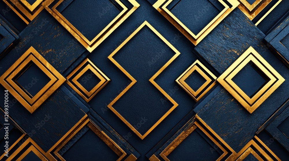 Poster elegant geometric patterns created with golden and dark textures in modern design, showcasing intric