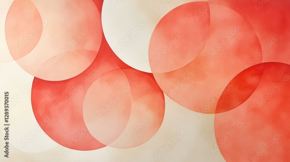 Poster overlapping circles in shades of red and white create a pattern