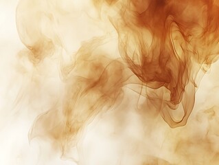 Brown smoke swirls, white background, abstract art
