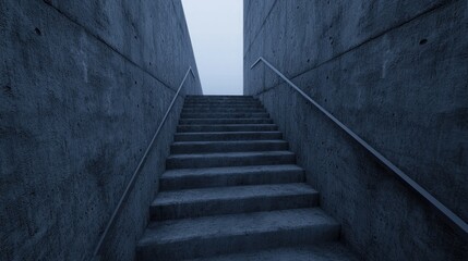 Fototapeta premium Concrete stairway leading to a hazy sky. Architectural interior. Possible use Design inspiration