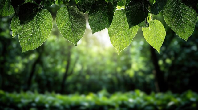 Lush Green Leaves with Sunlight Filtering Through. Use Nature Background - Powered by Adobe