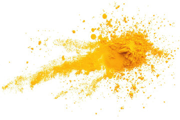 Turmeric powder flying, isolated on white background, clipping path 
