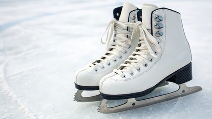 White Ice Skates on White Background